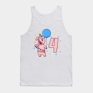 I am 4 with pig - kids birthday 4 years old Tank Top